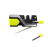 SHARPAL Afilador de cuchillos de bolsillo 101N-G con 2 arrancadores de fuego, afila todo tipo de cuchillos para exteriores y cocina, hoja dentada, carburo de tungsteno, cerámica fina y diamante