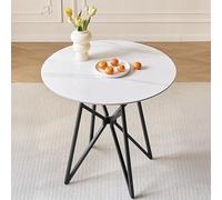 SHARPDO Mesa de comedor de piedra sinterizada para 2-4 personas, mesa de cocina redonda 80 ×80 cm, antiarañazos y anticalor, marco de acero, fácil de limpiar, mesa de comedor, diseño moderno, color