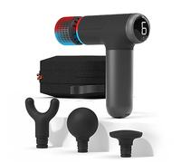 Sharper Image Powerboost Pro+ - Masajeador compacto de percusión fría y caliente, doble nodo de temperatura para terapia de frío y calor, 6 velocidades, 4 accesorios, recuperación portátil de atletas