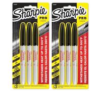 Sharpie 13763PP Marcadores permanentes industriales de punta fina, color negro, de secado rápido, resistentes a la decoloración y al agua, soporta hasta 500 grados F, 2 paquetes de 3 marcadores, 6