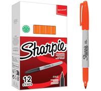Sharpie 2025036 - Rotuladores permanentes, punta fina, caja de 12, color naranja