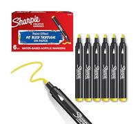 Sharpie Marcadores Rotuladores acrílicos creativos de con punta redonda base agua | Escribe en la mayoría de superficies | Materiales de arte y manualidades | Amarillo | 6 Piezas