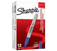 SHARPIE Bolígrafos Permanentes Punta Fina, Azul, Paquete de 12