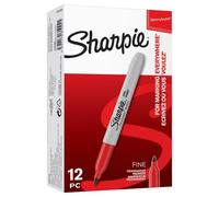 SHARPIE Bolígrafos Permanentes Punta Fina, Rojo, Pack de 12