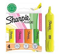 Sharpie Fluo XL subrayadores fluorescentes | punta biselada | Resaltadores fluorescentes de colores amarillo, rosa, naranja y verde | paquete de 4 rotuladores