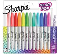 Sharpie Rotuladores permanentes Glam Pop – Punta fina – Colores surtidos – 12 rotuladores