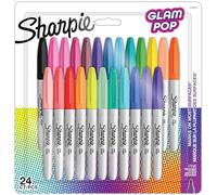 Sharpie Glam Pop Rotuladores permanentes | Punta fina para detalles en negrita | Colores surtidos | 24 rotuladores