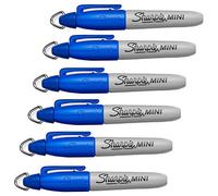 Sharpie - Juego de 6 rotuladores permanentes con llavero para llaves, cadenas y cordones, punta fina, color azul