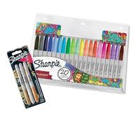 Sharpie Juego de marcadores permanentes, surtido exclusivo de colores y colores metálicos surtidos, punta fina, 20 unidades + 3 unidades