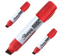Sharpie Magnum marcadores permanentes | Extra grande | Punta cincel | Adecuado para la mayoría de superficies | Color rojo | OEM no empaquetado al por menor (paquete de 3)