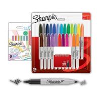 Sharpie Marcadores permanentes, 33 unidades (punta fina, doble punta, colores surtidos, resistente al agua)