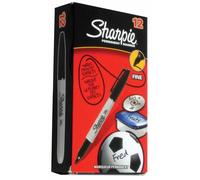 Sharpie Marcadores Permanentes Punta Fina, Negros, Pack de 12