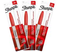 Sharpie Marcadores permanentes, punta fina, tinta roja, paquete de 3 (30102)