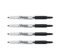 Sharpie Marcadores permanentes retráctiles, punta fina, negro, 4 unidades