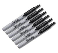 Sharpie Marcadores permanentes retráctiles, punta fina, negro, 6 unidades