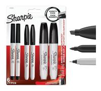 Sharpie Pack Variado de Rotuladores Permanentes | Punta ultrafina, fina y biselada | Tinta negra | 6 unidades