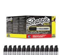 Sharpie Pro Magnum rotuladores permanentes | punta biselada | negro | caja de 12 marcadores