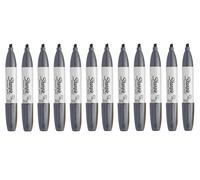 Sharpie - Rotulador permanente con punta biselada ancha y fina, color gris pizarra, paquete de 12 unidades