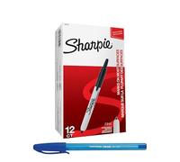 SHARPIE Rotulador permanente con punta retráctil, fino, negro, 12 unidades y bolígrafo PaperMate regalo