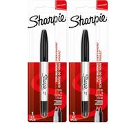 Sharpie rotulador permanente de doble punta | puntas fina y ultrafina | color negro | paquete de 2 marcador | material escolar ideal