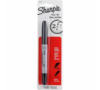 Sharpie - Rotulador permanente de punta doble, punta fina, tinta negra, paquete de 6