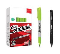 Sharpie Rotulador permanente fino verde lima - Caja de 12 bolígrafos S-Gel de 0,7 mm, tinta permanente, impermeable, escritura suave, para oficina, escuela, etiquetado y planificación