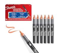 SHARPIE Rotuladores acrílicos creativos Rotuladores al agua con punta de pincel | Tinta sin borrones | Escribe en la mayoría de superficies | Material escolar | Naranja | 6 Piezas