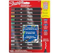 Rotuladores acrílicos creativos de Sharpie | Rotuladores al agua con punta de bala | Tinta sin borrones | Escribe en la mayoría de superficies | Material escolar | Colores surtidos | 12 unidades