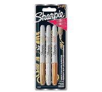 Sharpie rotuladores metálicos permanentes | punta fina | colores surtidos | paquete de 3 marcadores metálicos