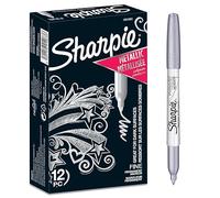 Sharpie rotuladores metálicos permanentes | punta fina | tinta plateada | caja de 12 marcadores metálicos
