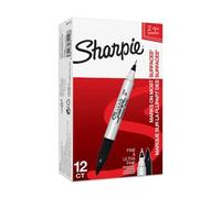 Sharpie rotuladores permanentes de doble punta, color negro (12 unidades)