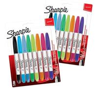 Sharpie Rotuladores permanentes de doble punta | Puntas finas y ultrafinas | Colores surtidos | 8 rotuladores x 2 unidades