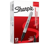 Sharpie rotuladores permanentes, punta fina, color negro, caja de 12 marcadores,