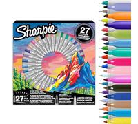 SHARPIE Rotuladores Permanentes Set de Regalo | Rotuladores de Colores Punta Fina y Ultrafina | Colores Surtidos | Incluye 2 Páginas para Colorear | 27 Rotuladores
