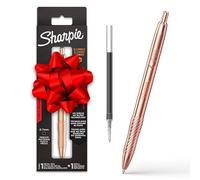 Sharpie S-Gel - Bolígrafo de gel, cuerpo de metal de cobre, punta media (0,7 mm), tinta negra, incluye 1 bolígrafo y 1 recambio de tinta adicional