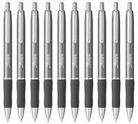 Sharpie S-Gel - Bolígrafos de gel de punta media de 0,7 mm, tinta negra, paquete de 10 unidades, bolígrafos de gel de barril de metal, acero gris plomizo