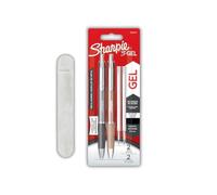 Sharpie S-Gel | Bolígrafos de gel metálicos | punta mediana (0,7 mm) | gris acero y oro rosa | tinta negra | 2 bolígrafos y 2 recambios de bolígrafos de gel con funda de terciopelo