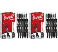 Sharpie S-Gel | Bolígrafos de gel | Punta mediana (0,7 mm) | Tinta negra | 12 unidades (Paquete de 2)