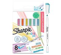 SHARPIE S-Note Duo subrayadores pastel | Fantásticos resaltadores de dos puntas en tono pastel | Punta redonda y biselada para subrayar, dibujar, apuntar y mucho más | 8 rotuladores