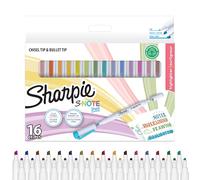 Sharpie S-Note Duo subrayadores pastel | Fantásticos resaltadores de dos puntas en tono pastel | Punta redonda y biselada para subrayar, dibujar, apuntar y mucho más | 16 rotuladores