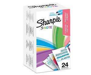 Sharpie S-Note rotuladores creativos de colores | Para resaltar, escribir, dibujar y mucho más | Colores variados | Punta biselada | 24 unidades