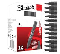 Sharpie Rotuladores permanentes W10 – Punta del cincel – Negro – Paquete de 12