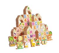 Sharplace 100 Piezas de Bloques de Construcción Apilables de Madera, Juguete Educativo para La Infancia, Letras Y Números, para Niños Y Niñas en Edad Pr, Embalaje en Bolsas