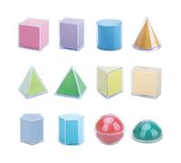 Sharplace 12 Piezas de Formas Geométricas 3D, Sólidos Geométricos, Bloques de Patrones para Niños de Y Preescolar de 3, 4, 5 Y 6 años.