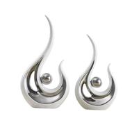 Sharplace 2 estatuas abstractas, esculturas Modernas, Figuras artesanales de Resina para estantería de Sala de Estar, Plata Blanca