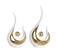 Sharplace 2 estatuas abstractas, esculturas Modernas, Figuras artesanales de Resina para estantería de Sala de Estar, Blanco Dorado