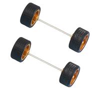 Sharplace 2 Piezas de Ruedas en Escala 1/64 con Ejes de Varilla Redonda, Llantas de Aleación Ligera, Pieza de Repuesto, Modelo de Simulación, Ruedas de Coche, N, Bronce