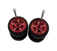 Sharplace 2 Piezas de Ruedas Y Neumáticos para Coche RC 1/64, Accesorio de Repuesto, Durabilidad, Alto Rendimiento, Robustez, Fácil Instalación, Piezas para COC, Rojo