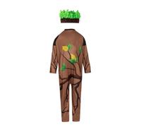 Sharplace 2 Piezas Disfraz Infantil Cosplay Traje Mono Conjunto Jumpsuit Casco de Planta Cierre Alto con Piernas Rectas Impresos Adecuado para Recitales, Traje De Árbol De 2 Piezas, 130cm