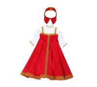 Sharplace 2 Piezas Disfraz Tradicional Infantil Vestido Bordado Dorado Puff Manga Accesorio Suave Transpirable Adecuado para Fotografía, M